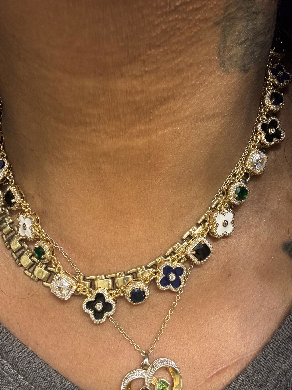 Gold Midnight Garden Gemstone Necklace