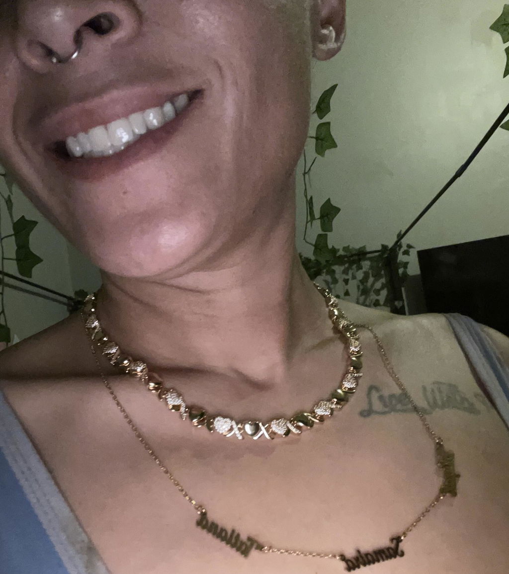 Gold XOXO Diamond Gemstone Necklace