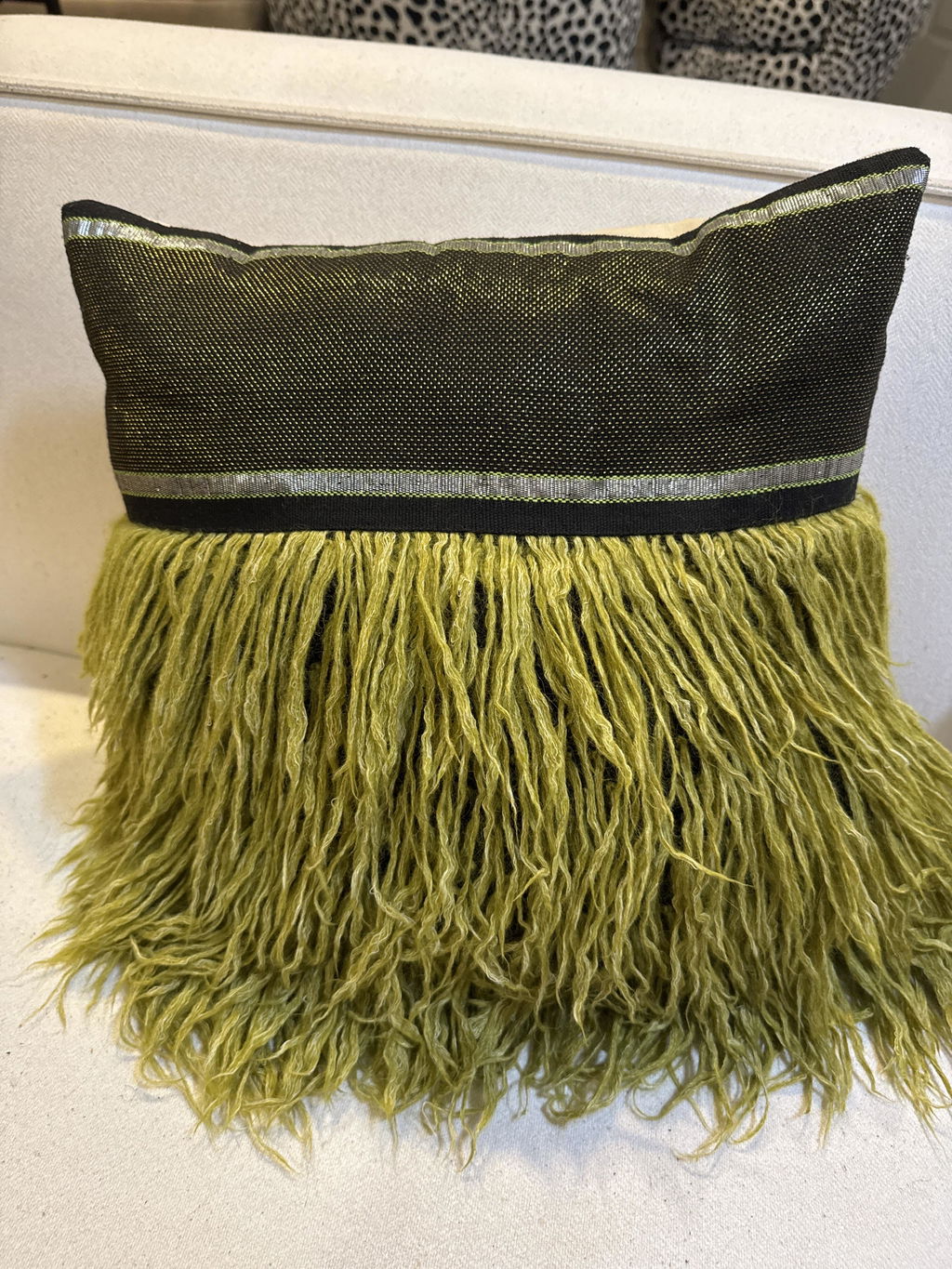 Wugo Throw Pillow - Black/Galapagos Green