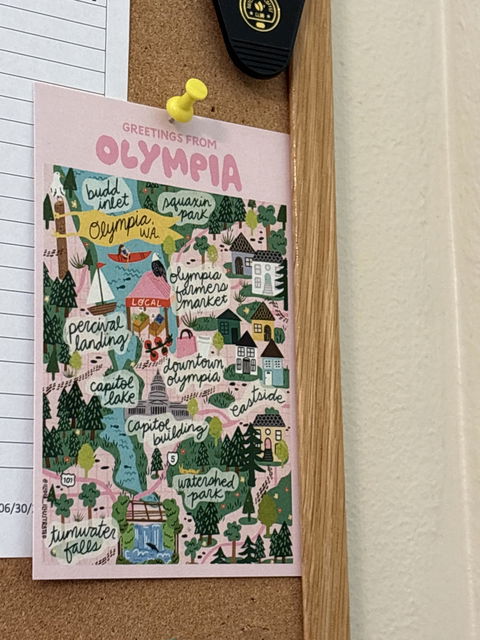 Hand-Illustrated Olympia Map Postcard, 4x6"
