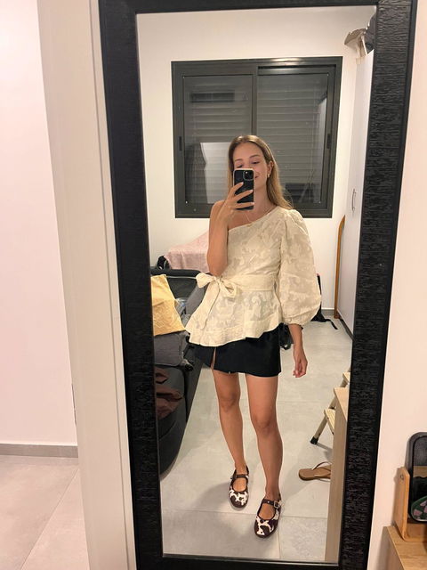 Silk One-Shoulder Blouse Size: S