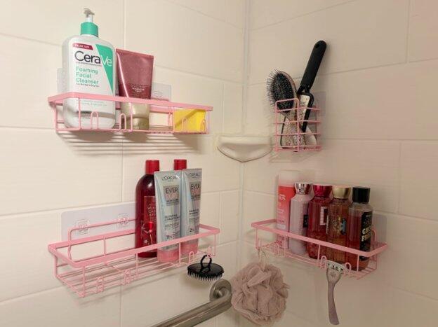 5-Pack Shower Caddy Set No-Drill Adhesive Bathroom Storage Shelves