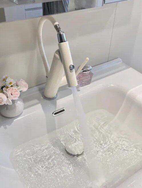 Telescopic Bathroom Kitchen Faucet Hot Cold Two Modes Water Mixer Tap
