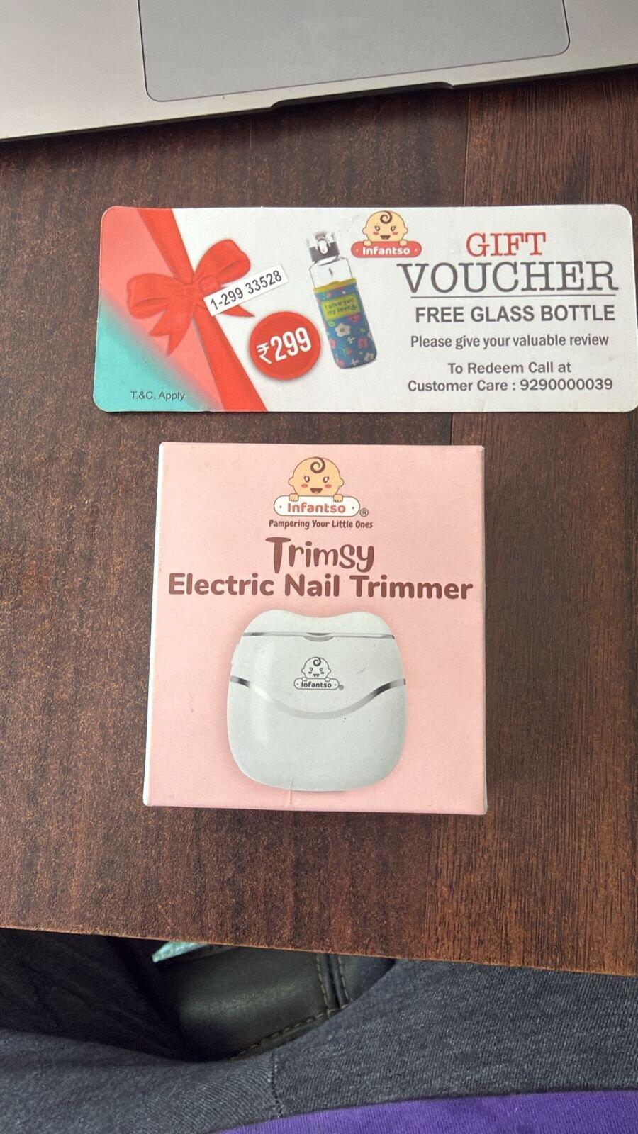 Infantso TRIMSY Electric Baby Nail Trimmer – Safe Nail Cutter for Newborns & Kids | Skin-Friendly Grooming Tool with Cleaning Brush | Unisex Nail Clipper for Boys & Girls