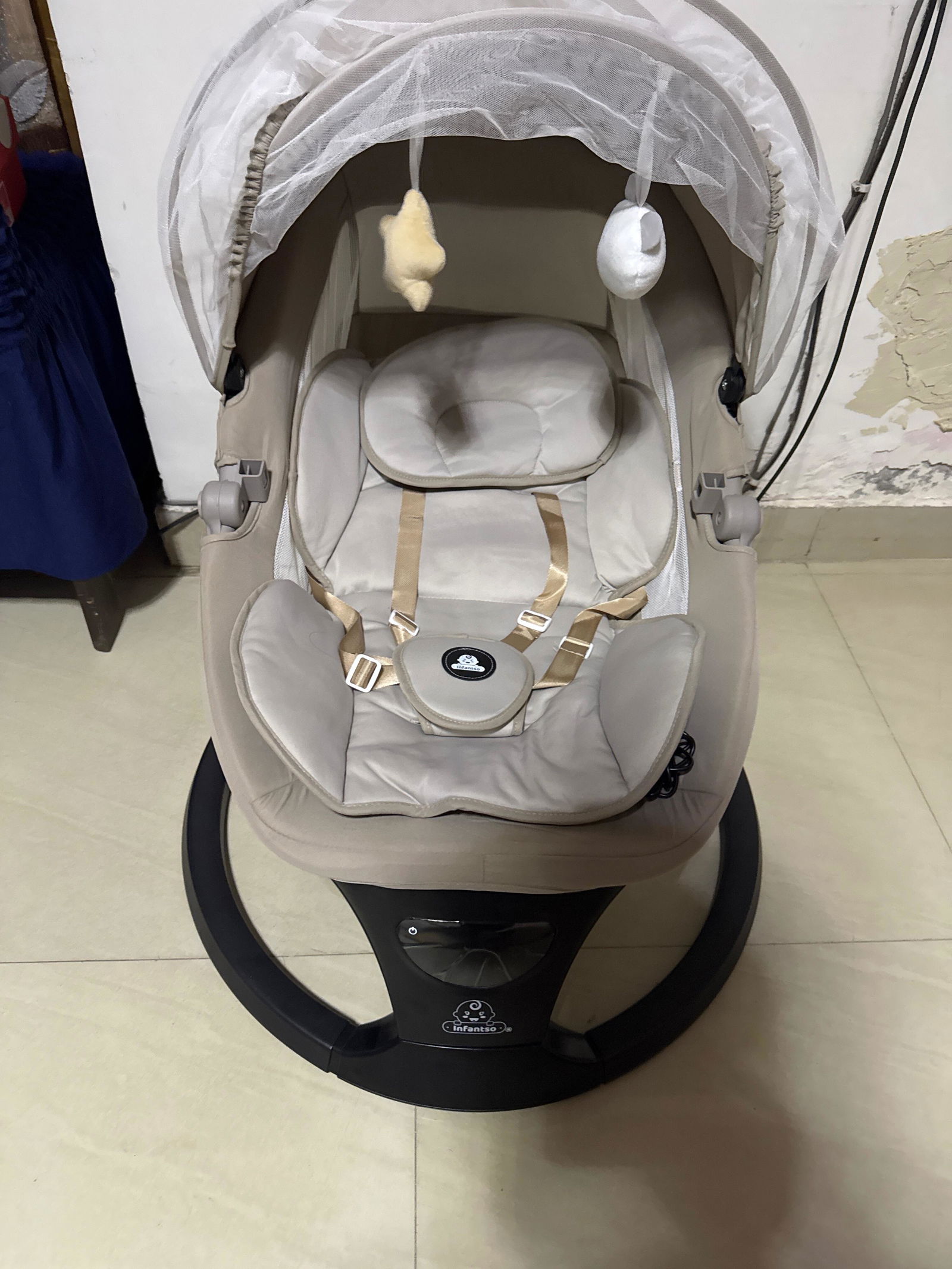 Infantso SLEEP EASE (2-in-1) Automatic Baby Swing – 5-Speed Electric Cradle with Bluetooth Music, Remote Control, Timer & Safety Lock for 0 to 12 months