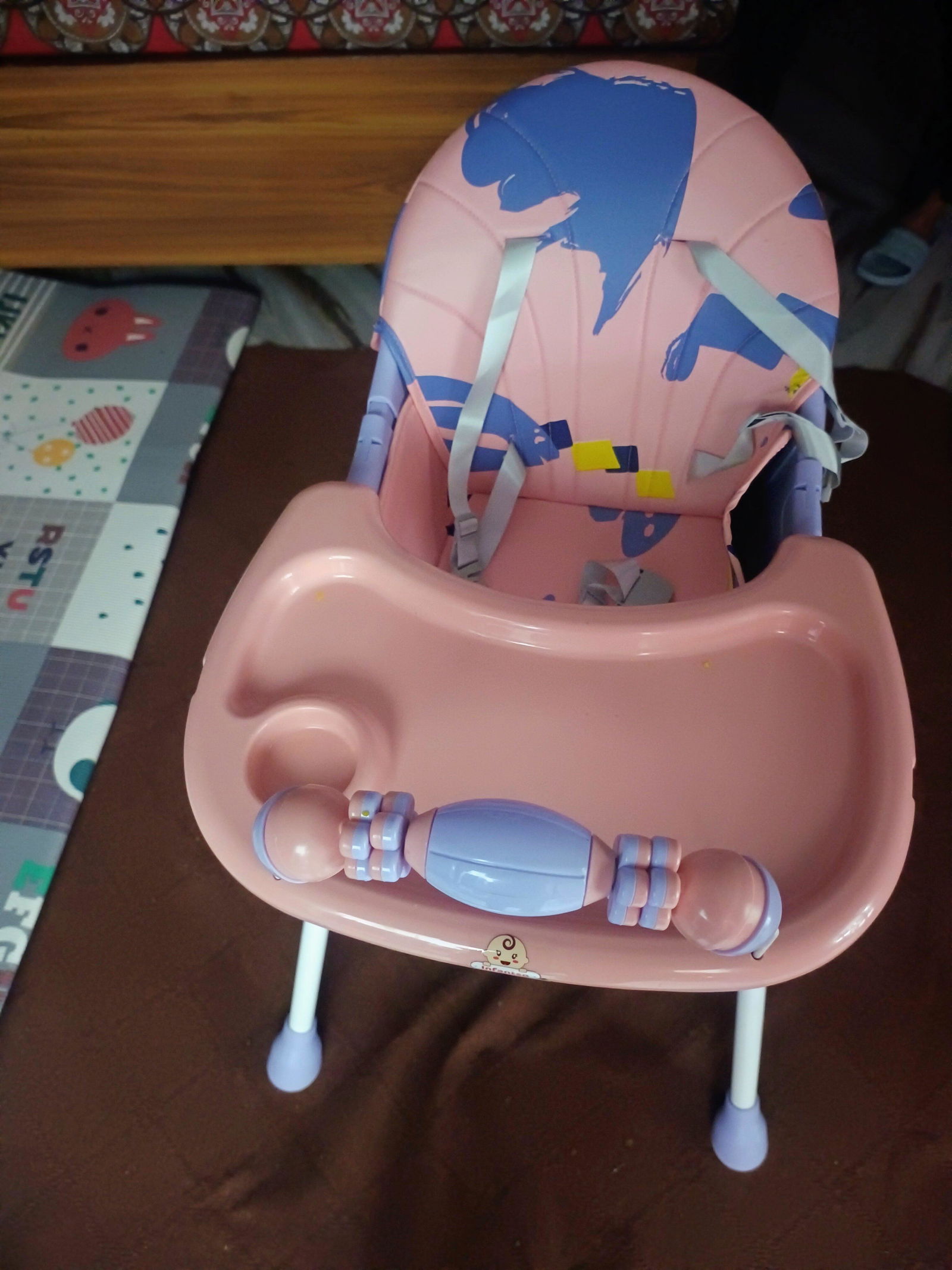 Infantso Feed-X 5-in-1 Multifunctional Baby High Chair, Adjustable Height, Reclining Seat, Foldable Design, Double Tray, Storage Basket & 5-Point Safety Harness