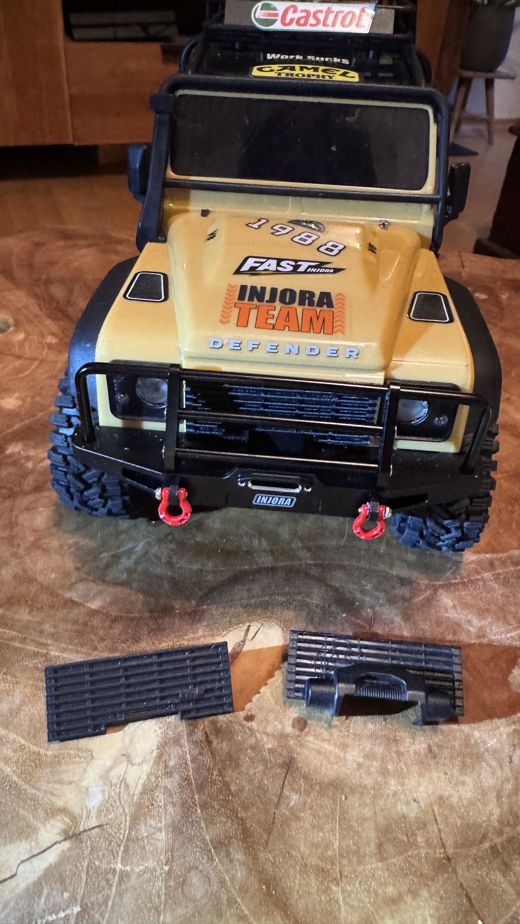 INJORA CNC Aluminum Front Rear Bumper with Lights for 1/18 TRX4M Defen