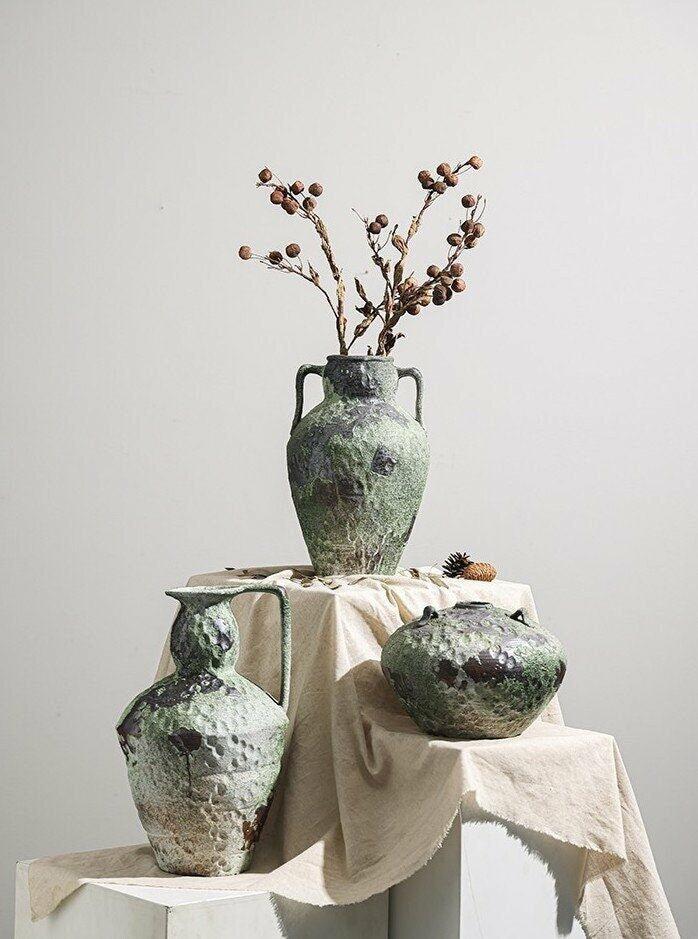 Wabi-Sabi Distressed Vases, Gray Tones