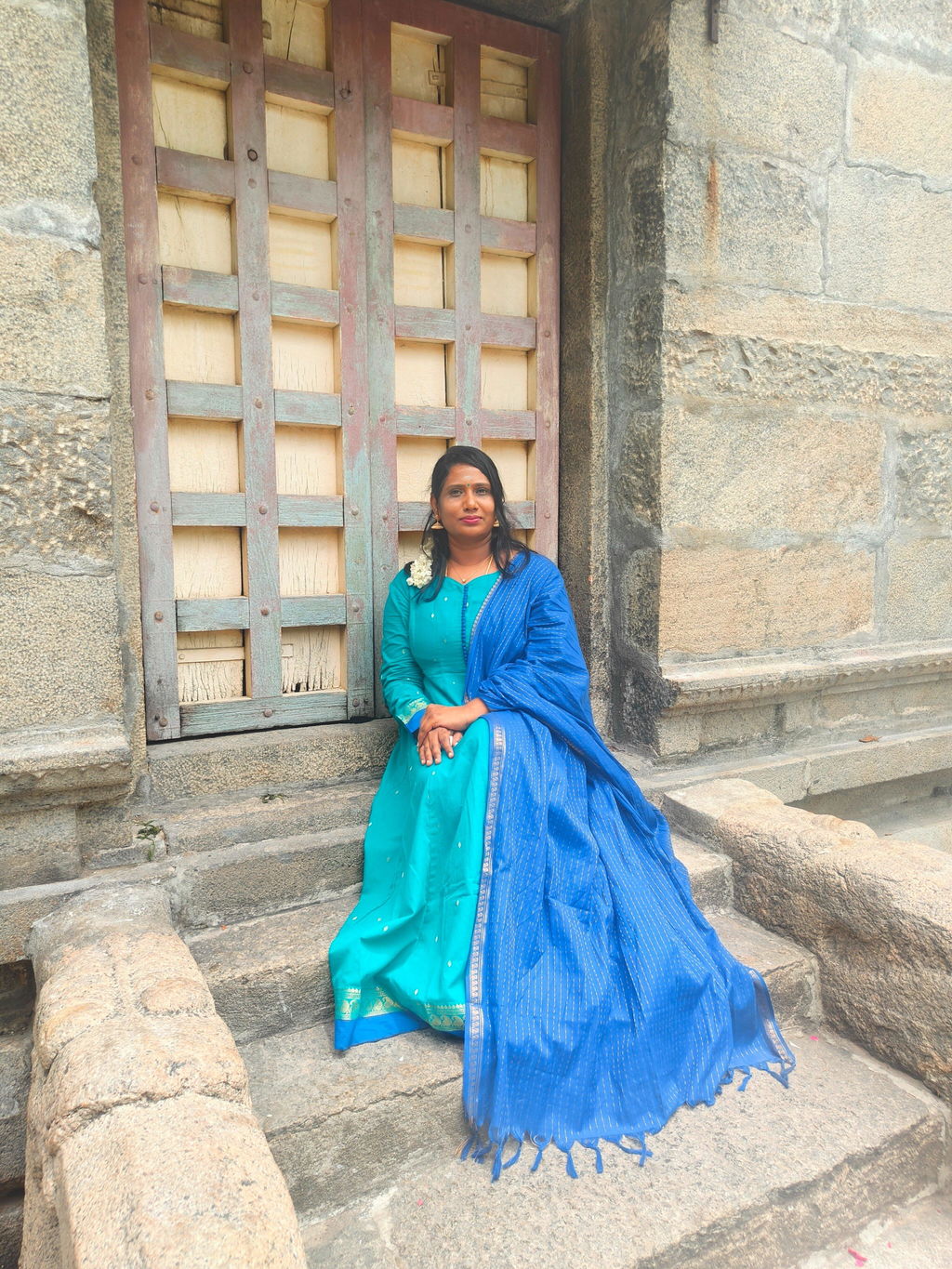 Kundhavai Aqua Blue (Kurti+Dupatta)