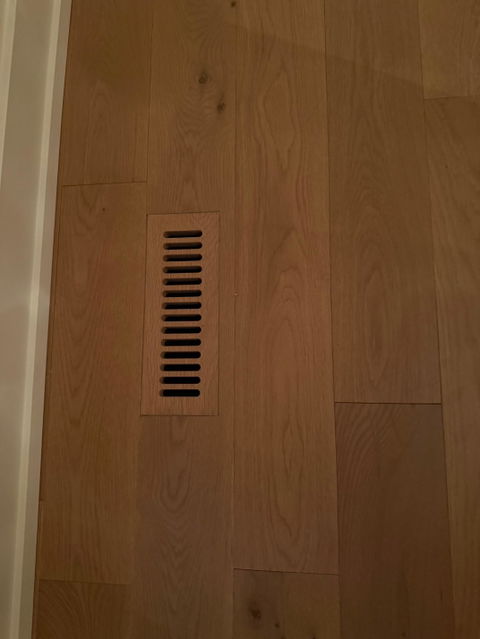 White Oak Floor Register - Flush Mount 3"x10"