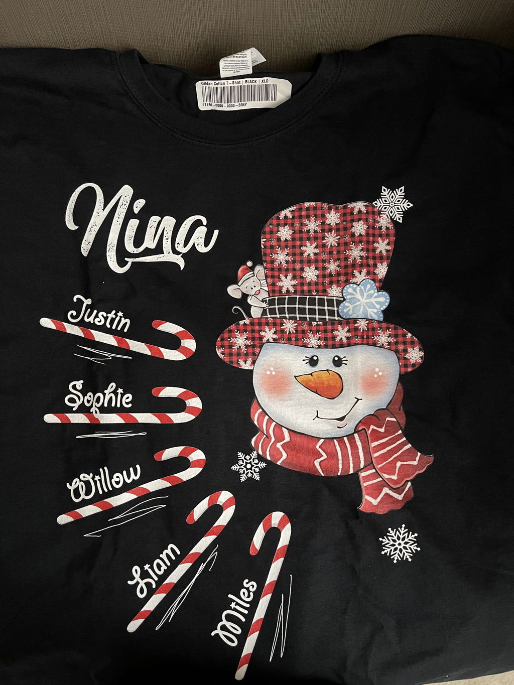 Grandma Snowman Candy Cane Christmas Personalized Shirt For Grandma,