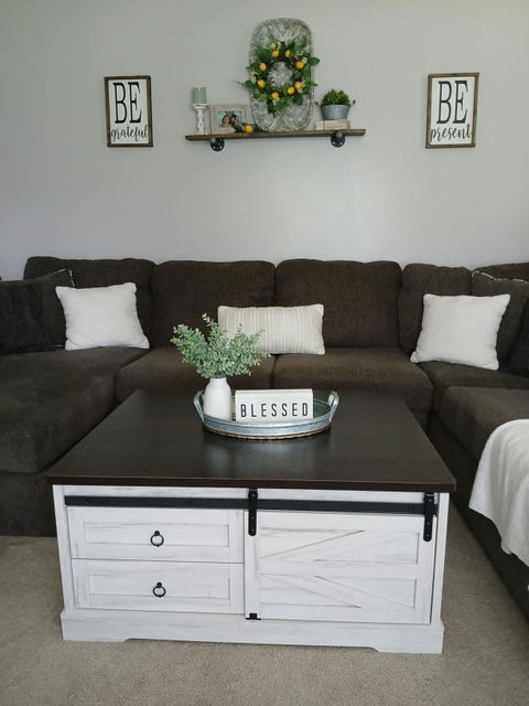 Itaar | 39.4 Inch Lift Top Coffee Table with Storage Farmhouse Coffee Tables for Living Room Square Coffee Table with Large Hidden Compartment