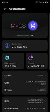 ZTE BLADE A35 USER Shazam review photo