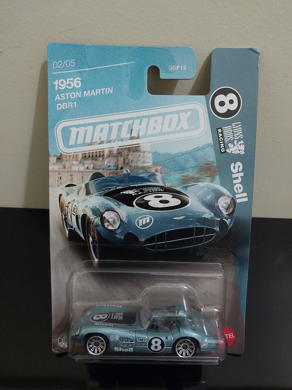 CREASED CARD- MATCHBOX - 1956 ASTON MARTIN DBR1 - 4F