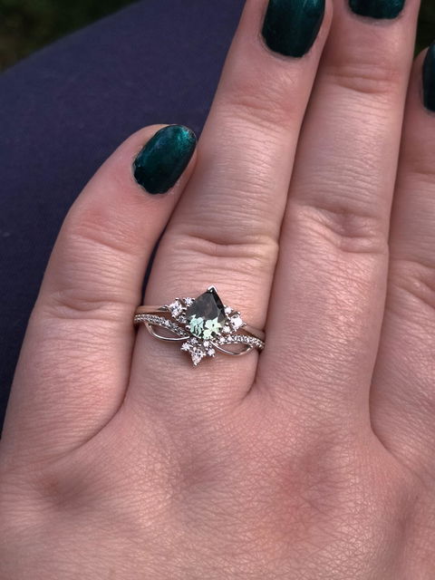 Princess Mononoke Pear Cut Moissanite Cluster Gemstone Ring Set 2pcs