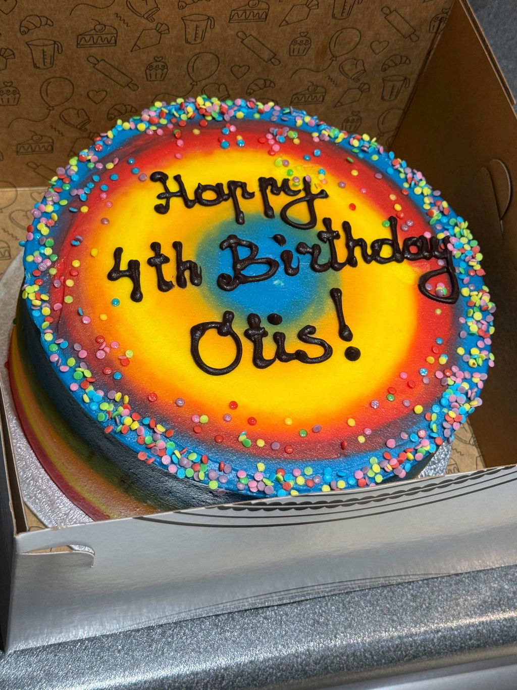 Rainbow Frosting Birthday Cake