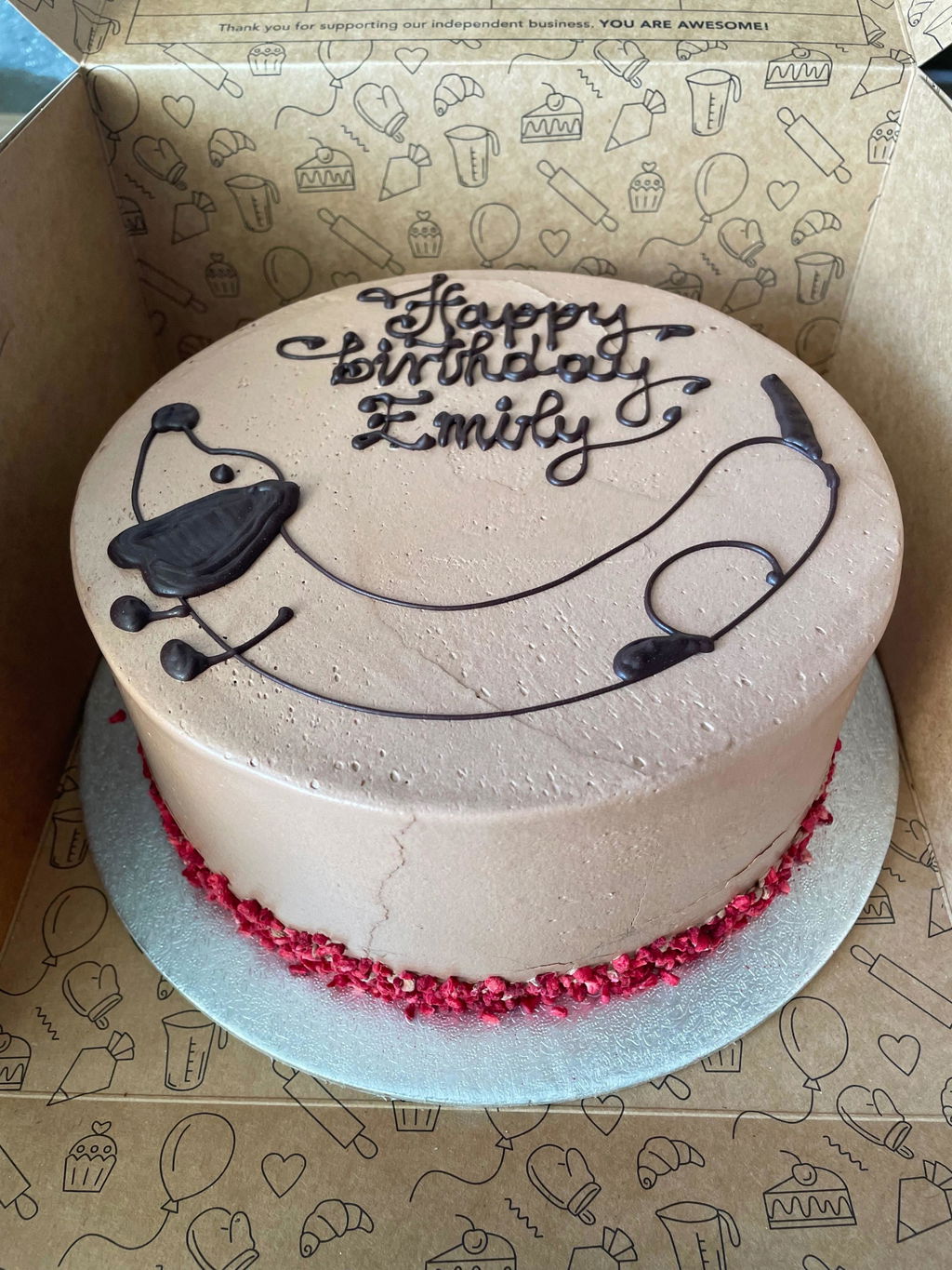 Personalised Vegan Chocolate & Raspberry Cake
