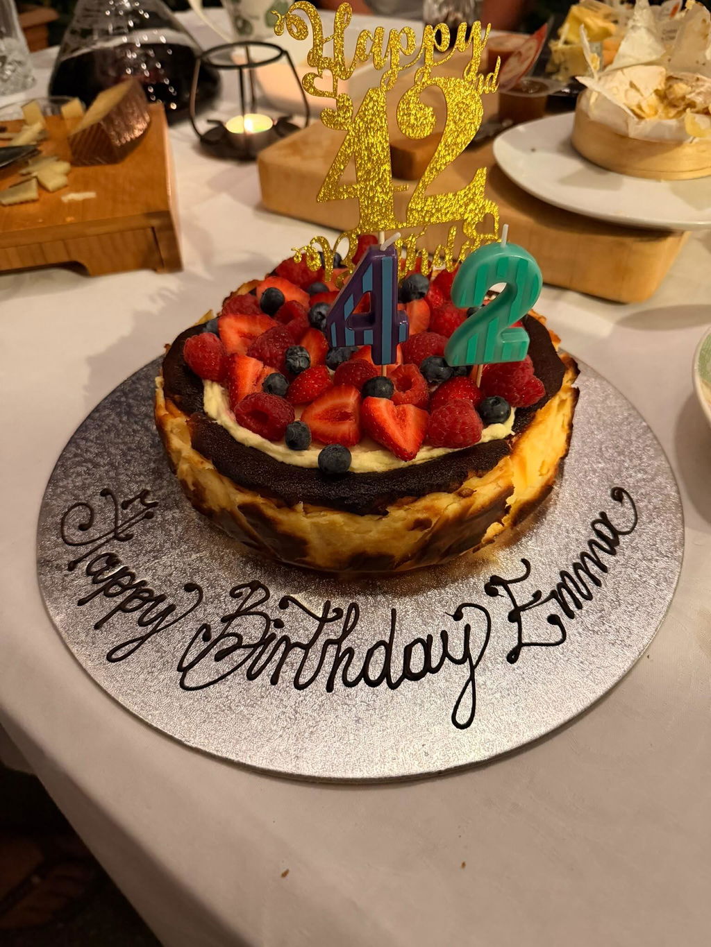 Personalised Mixed Berry Topped Basque Cheesecake