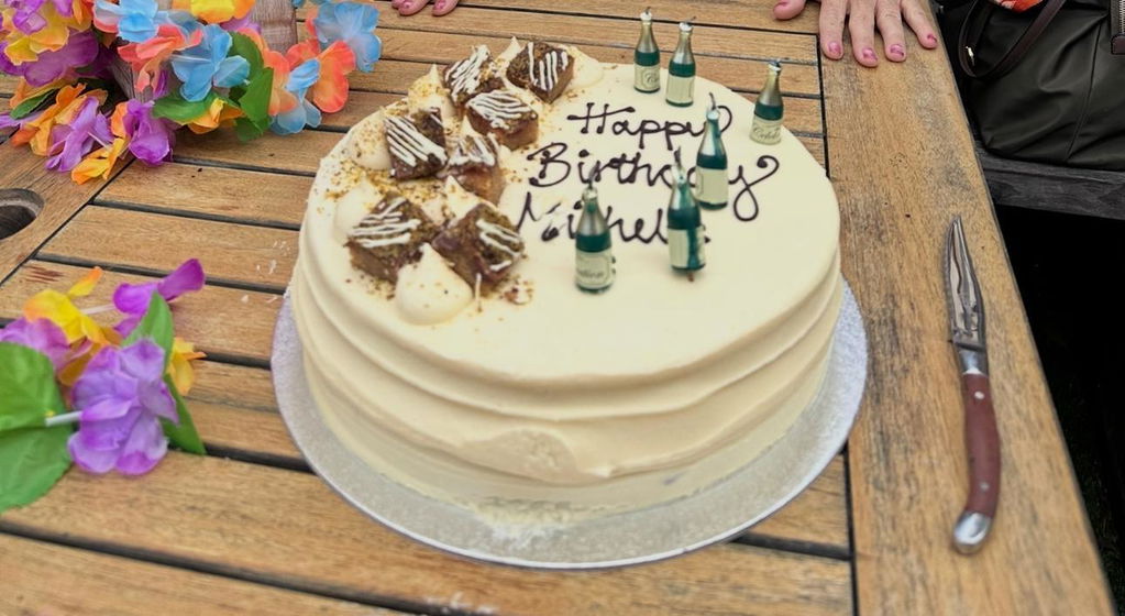 Pistachio Blondie Birthday Cake