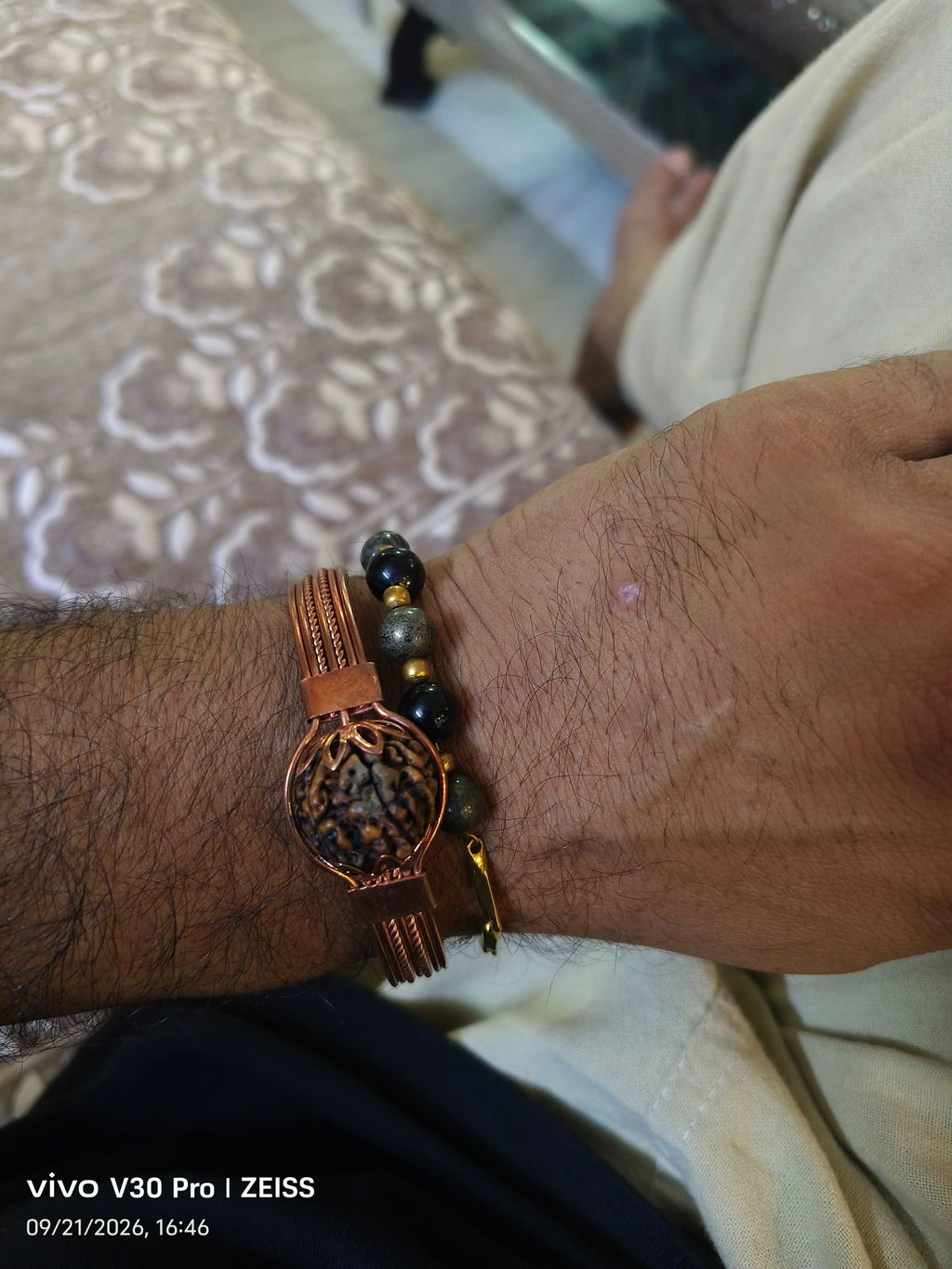 Authentic 7 Mukhi Rudraksha Copper Plated Bracelet