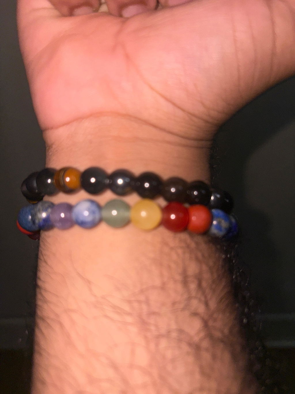 Triple Protection Band with Tiger Eye, Black Obsidian & Hematite Beads