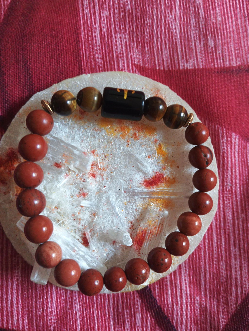 Red Jasper & Tiger Eye Zodiac Band for Aries (मेष राशि)