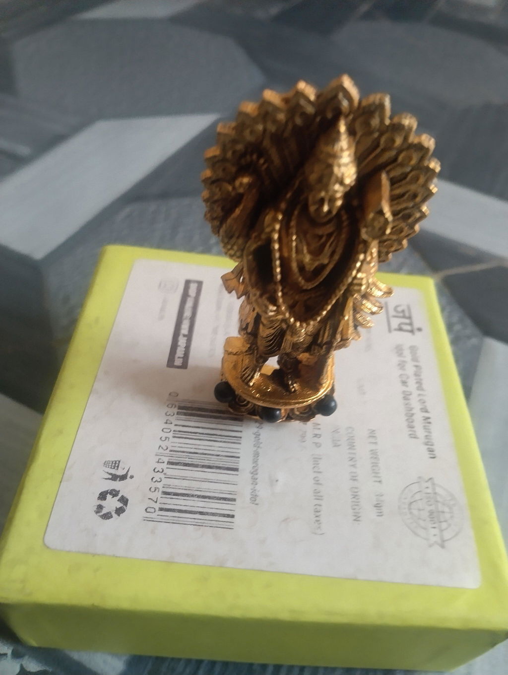 Gold Plated Lord Murugan Idol for Car Dashboard