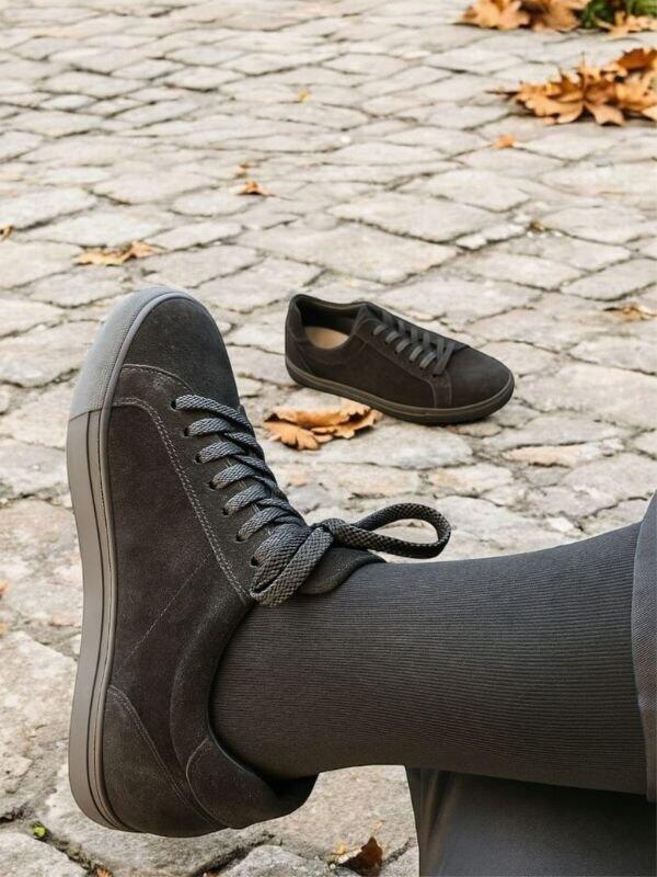 Mr. Jackie 7cm | 2.8 inches Black Taller Casual Elevator Suede Sneakers