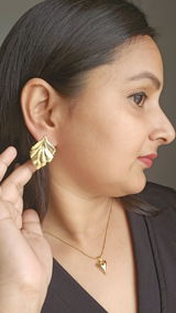Golden Whim | Vintage Leaf Stud Earrings