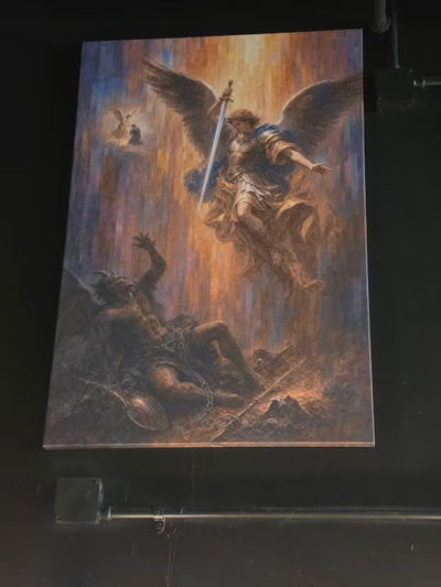 Customer photo of Michael Victorious, Sacred Tile, on a dark wall