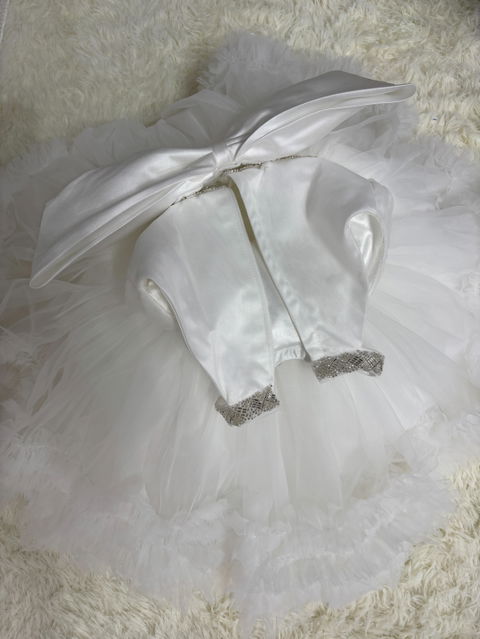 White Tulle Girl Birthday Holiday Party Dress J342