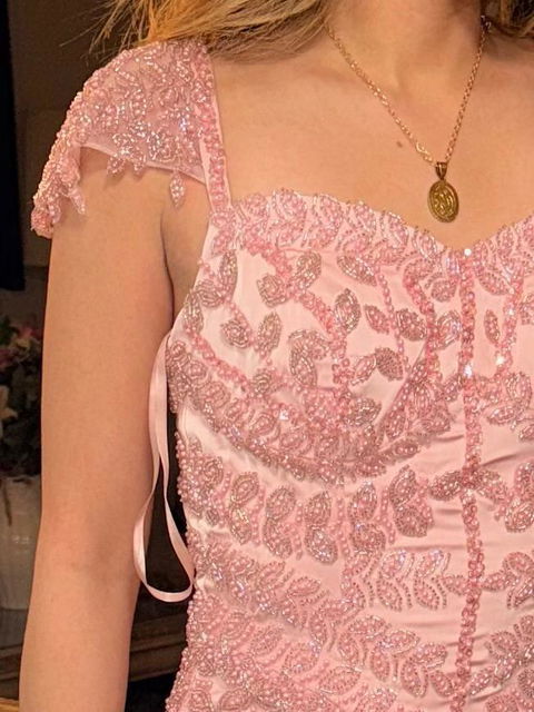 Luxury Pink Cream Evening Dress Formal Party Gowns SS712