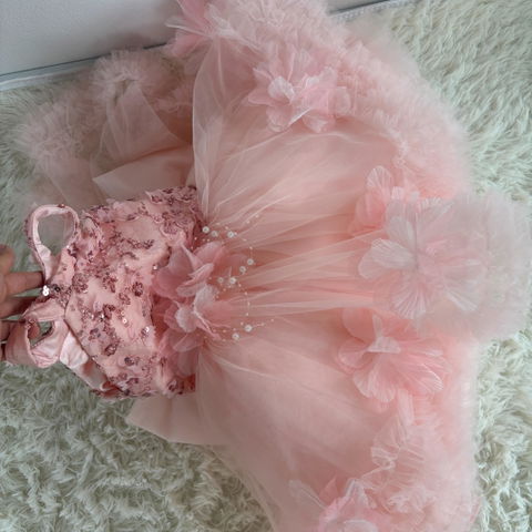 Sage Green Halter Gown with Sequins & 3D Flowers - Girls' Pageant Dress J873B