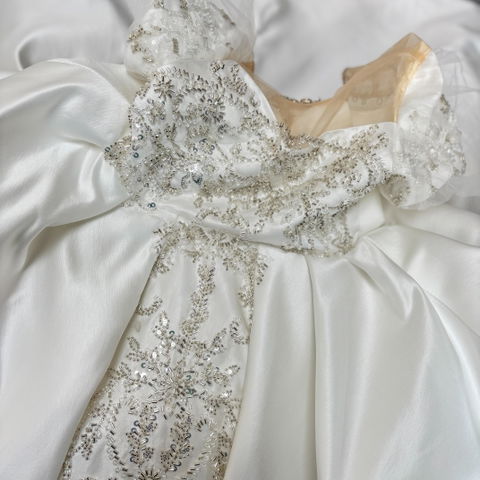 White Flower Girl Dress for Girls Satin Ball Gown for Wedding J251