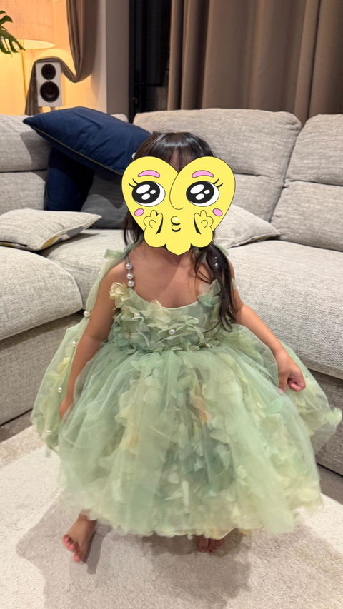 Scoop Pearl Sling Flower Girl Dress With Bow Sleeveless D053