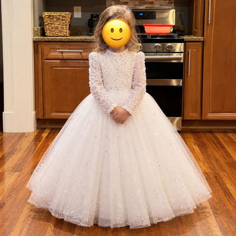 Princess Girl Dress Kids Long Flowers Birthday Party Pageant Gown D176