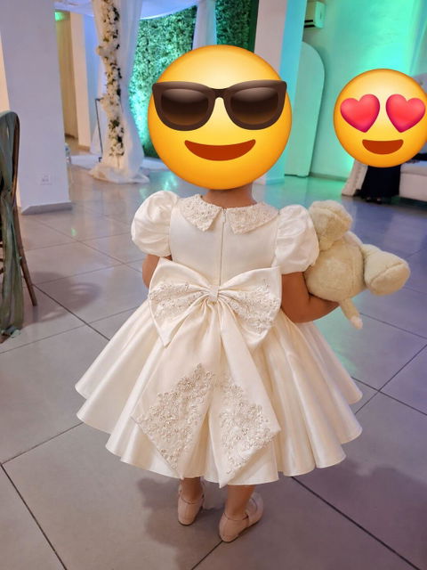 O-Neck Embroidered Satin Flower Girl Dress With Bow J810