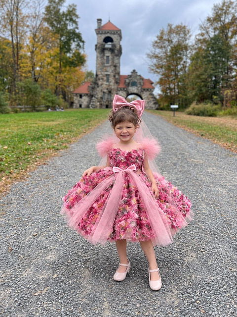 Luxury Floal Flower Girl Dress Princess Birthday Gown J846