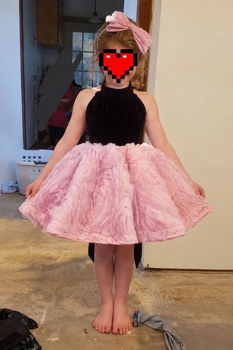 Elegant Pink Girl Dress Knee Length Kids Princess Birthday Gown J847