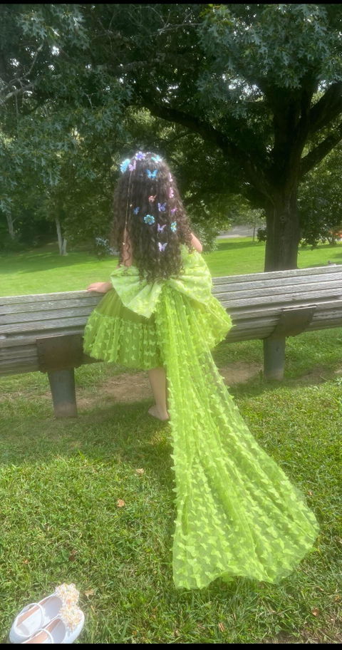 Green Flower Girl Dress for Girls Sequin Bow Tulle Party Dress for Birthday J430