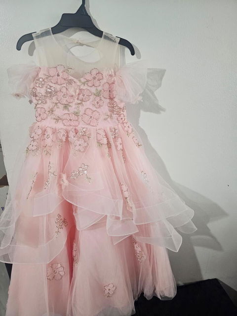 Pink Princess Girl Dress Flowers Birthday Pageant Party Gown D225