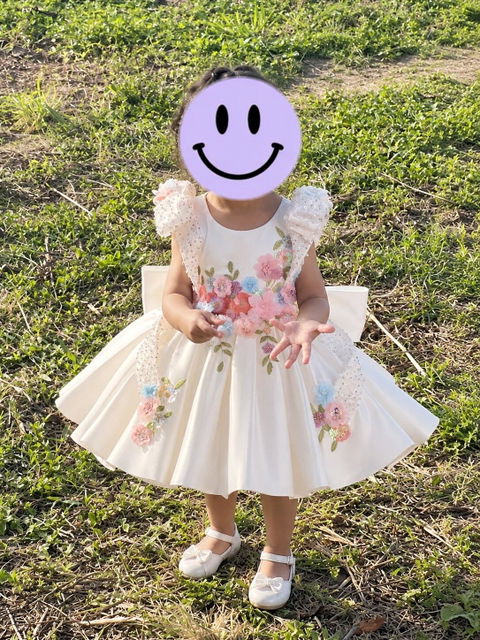 Luxury Flowers Beauty Girl Dress Kids Princess Birthday Gown D236