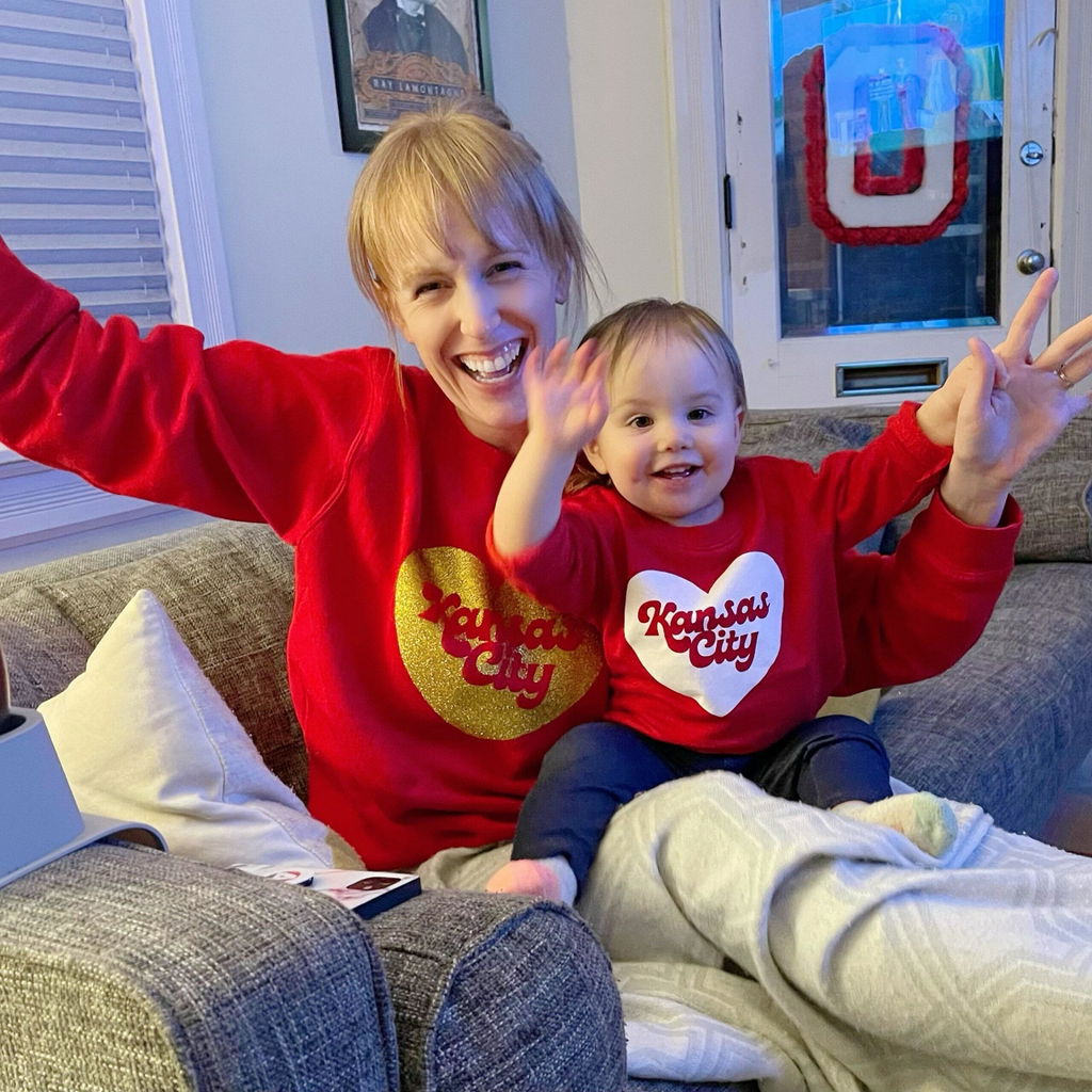 Kids & Mommy Kansas City Arrowhead Red Sweatshirt | Perfect for Game Day! | Soft!
