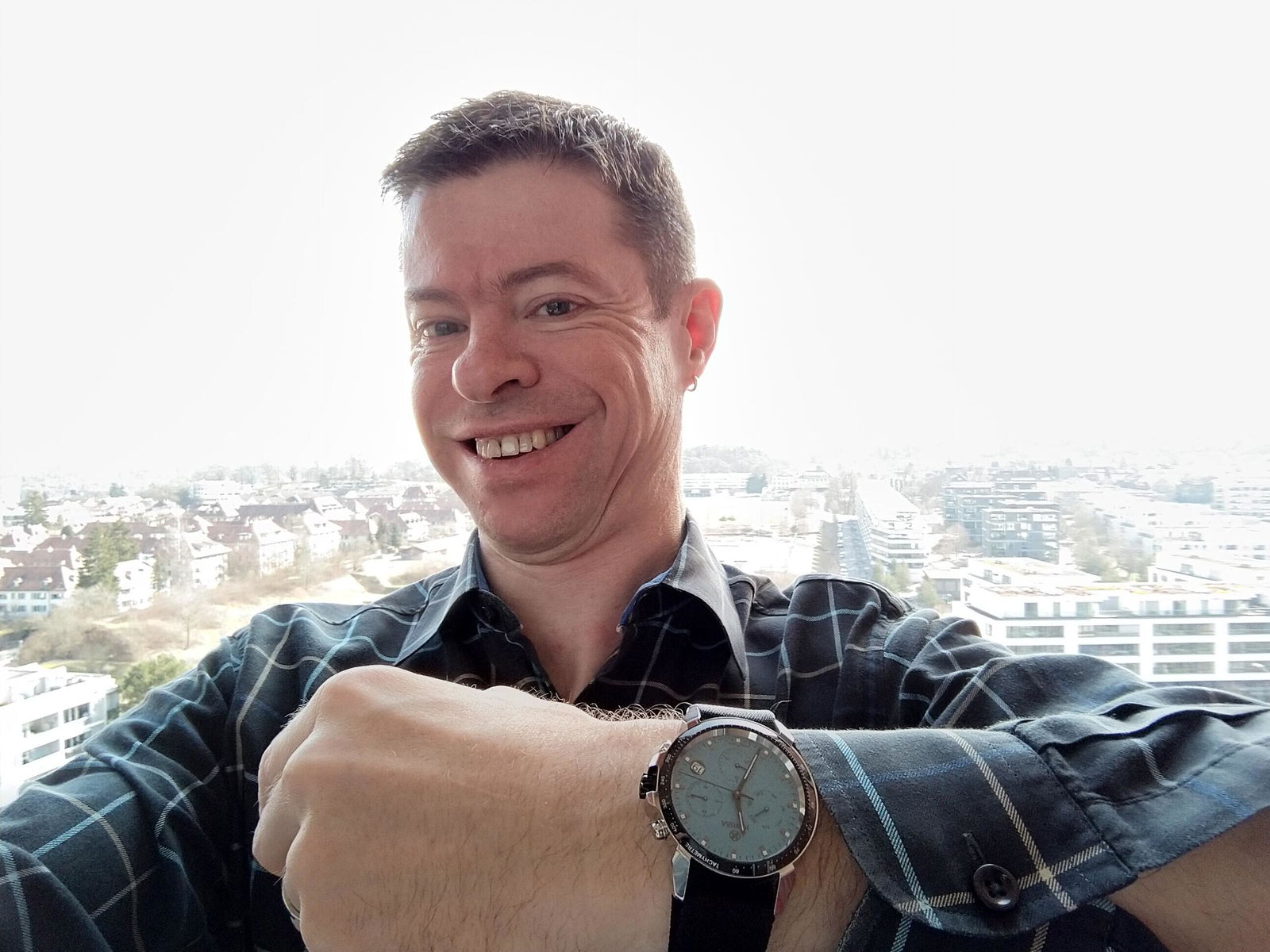 LeWy 9 42mm Black Chronograph Tachymeter Sapphire Crystal Watch
