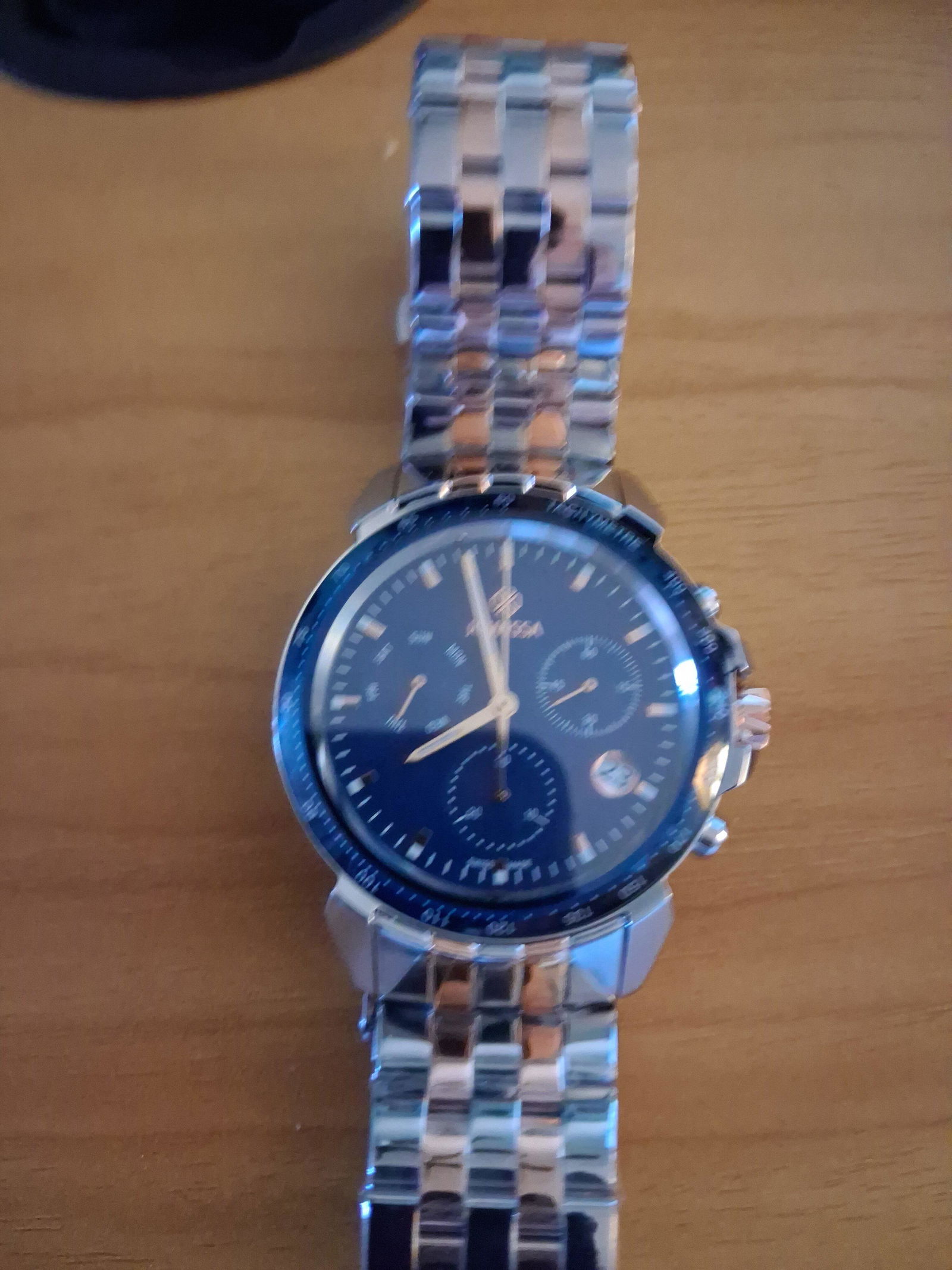 LeWy 9 42mm Black Chronograph Tachymeter Sapphire Crystal Watch