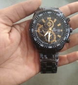 Casio Edifice Chronograph With Black Stainless steel Strap Men's Watch Black Gold 539BK