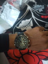 Casio Edifice Chronograph Black Men's Watch Leather 539l 1av