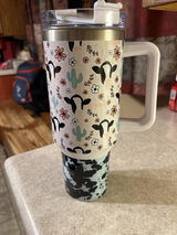 Cowprint Blossoms Tumbler (40oz) - KA Exclusive