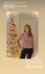 Dusty Rosewood Cascade Turtleneck Lightweight Sweater