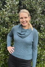 Blue Mirage Cascade Turtleneck  Lightweight Sweater